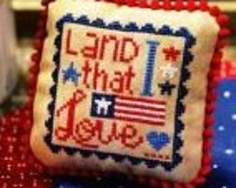 Patrón/gráfico de punto de cruz contado "La tierra que amo" de Primrose Cottage Stitches