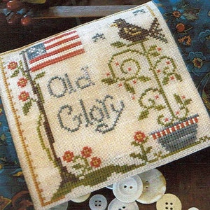 Patrón/gráfico de punto de cruz contado Old Glory de Little House Needleworks