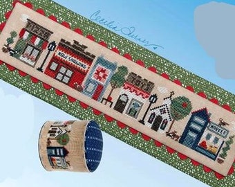 Más de cualquier pueblo, pequeño pueblo de Heart in Hand, patrón/gráfico de punto de cruz contado
