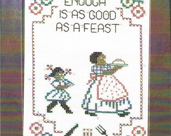 20% DE DESCUENTO en el patrón/gráfico de punto de cruz contado Enough de Homespun Samplar