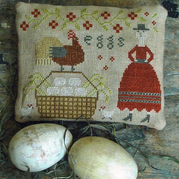 Sister's Farm Fresh Eggs by Pineberry Lane Counted Cross Stitch Pattern/Chart