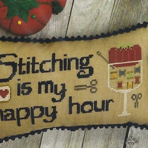 Stitching Is My Happy Hour by Needle Bling Counted Cross Stitch Pattern/Chart
