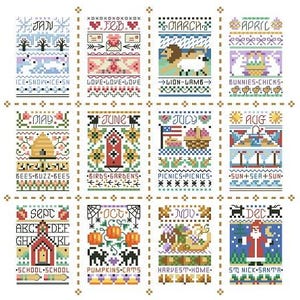Minimonsterlap van de maand van Kooler Classic Charts geteld kruissteekpatroon/-tabel