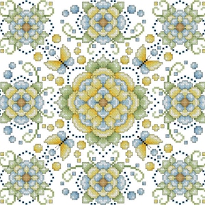 Four Seasons Mandalas Spring by Kitty & Me Designs Counted Cross Stitch Pattern/Chart