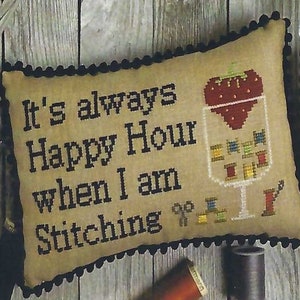 Happy When Stitching by Needle Bling Counted Cross Stitch Pattern/Chart