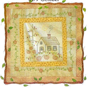 Bloque de puntadas pequeñas del mes de octubre de Bareroots Patterns