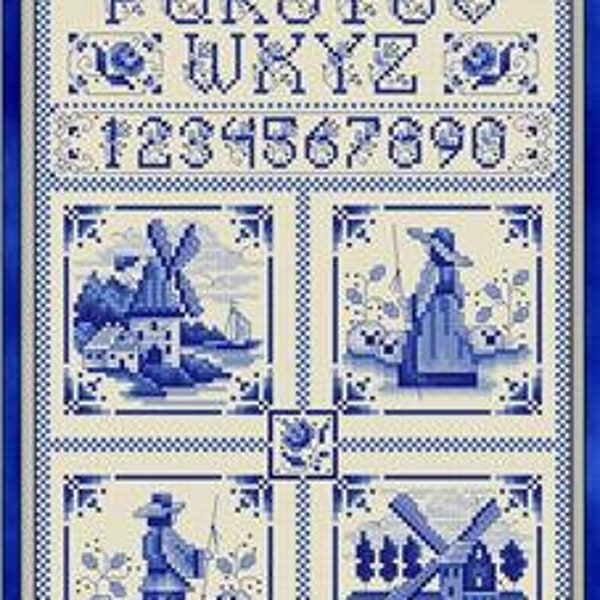 Blue Delft Sampler by Joan Elliott Design Counted Cross Stitch Pattern/Chart