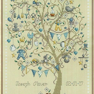 Baby Boy Tree by Shannon Christine Counted Cross Stitch Pattern/Chart