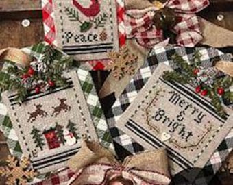 20% OFF Christmas In the Country Set 4 by Annie Beez Folk Art Counted Cross Stitch Pattern/Chart