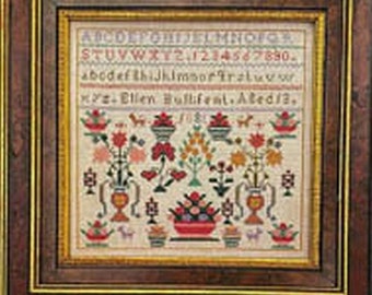 Ellen Bullifent 1881 Reproduction Sampler by Lila's Studio Counted Cross Stitch Pattern/Chart
