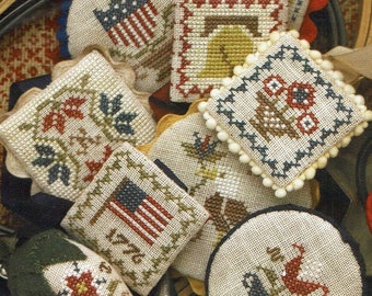Festive Fobs - Americana Edition by Heartstring Samplery Counted Cross Stitch Pattern/Chart