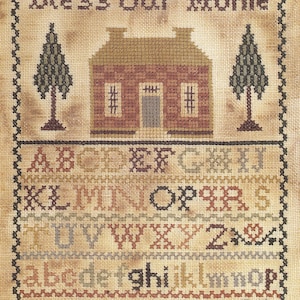 Bless Our Home by Homespun Samplar Counted Cross Stitch Pattern/Chart