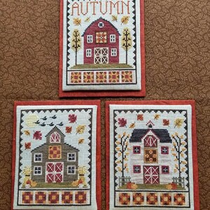 Autumn Barn Trio by Waxing Moon Counted Cross Stitch Pattern/Chart