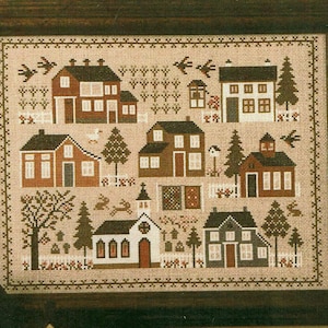 Village Sampler by Prairie Schooler Counted Cross Stitch Pattern/Chart