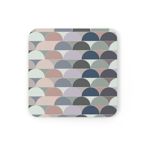 Abstract Scallops Pattern Corkwood Coaster Set | Modern Elegance in Design | Glossy Coasters | Coaster Design | Gift Coaster.