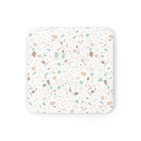 A Timeless Blend of Style and Texture for Your Space Corkwood Coaster Set | Terrazzo Pattern Delight | Glossy Coasters | Coaster Design.