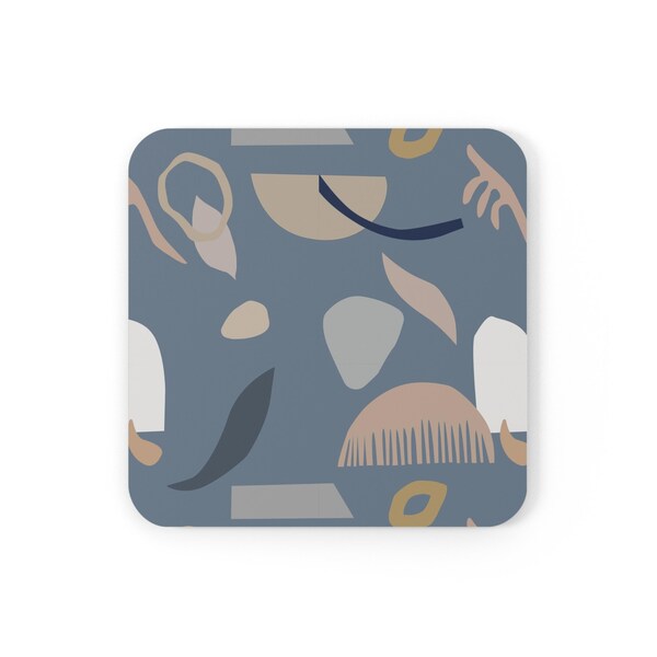 Captivating Contemporary Design Corkwood Coaster Set | Dynamic Abstract | Glossy Coasters | Coaster Design | Gift Coaster.