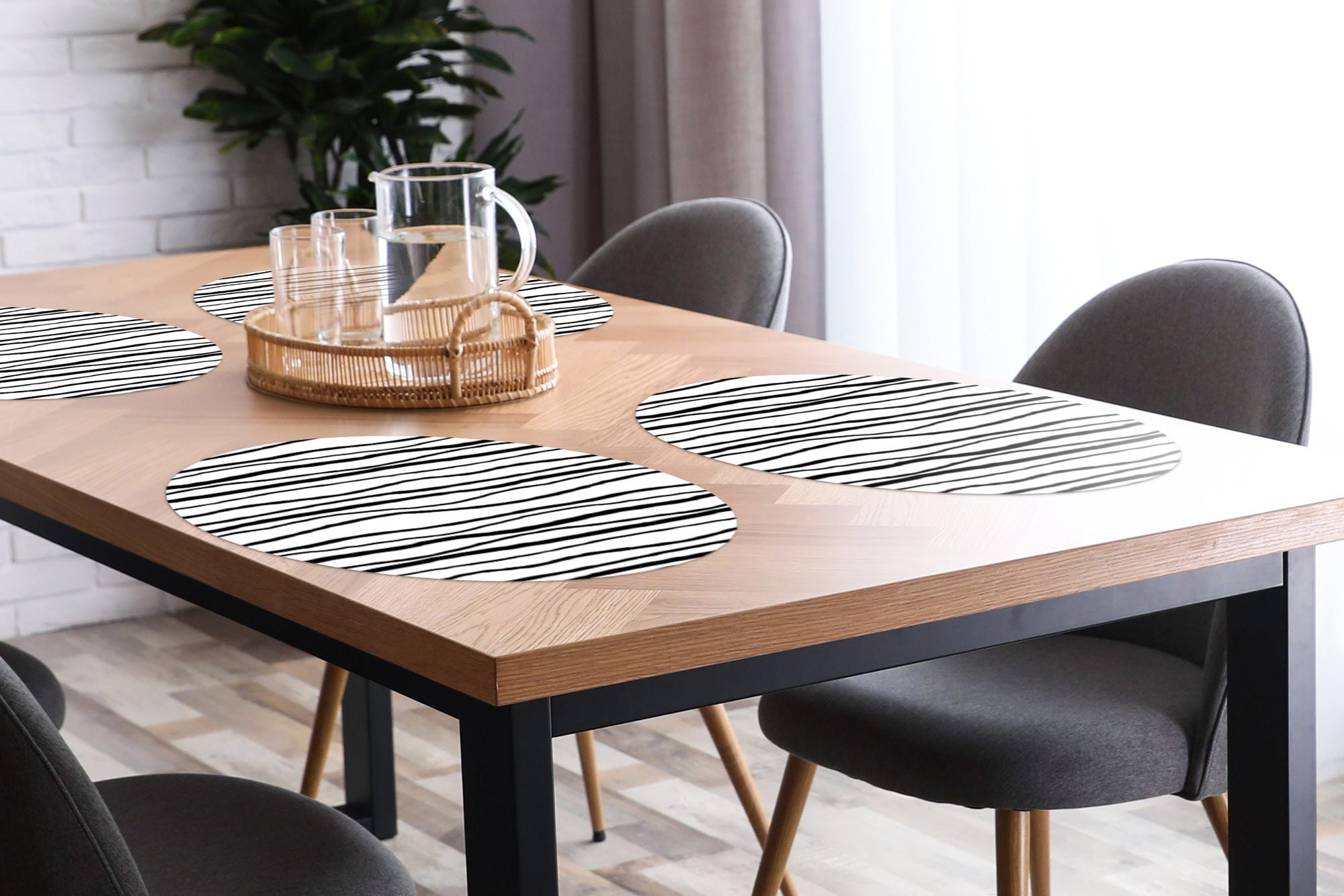 Zebra black and white round placemats PVC placemats for Etsy