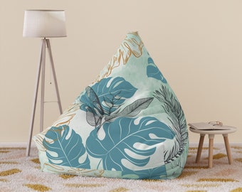 Tropical Leaves Pattern Bean Bag Chair Cover | A Slice of Paradise in Design | Modren Bean Bag Cover | Home Decor | Premium Gift.