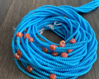 Blue Waist bead-  Handmade Tie-On Waist Bead, African Beaded Belly Chain, Body Jewelry for Women, Beaded Body Jewelry, African Body Jewelry