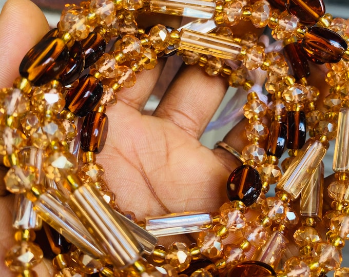 Magdalene~ Crystal Waist Beads, African WaistBead, Belly Bead, Handmade luxury waistbead, Body Jewelry, Boho, beaded Jewelry, Tie On