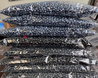 4mm Black beads-  Glass Beads,Seed Beads, DIY Jewelry Making Supplies,  Crafting Supplies, Black seed beads, Black beads, Size 6/0