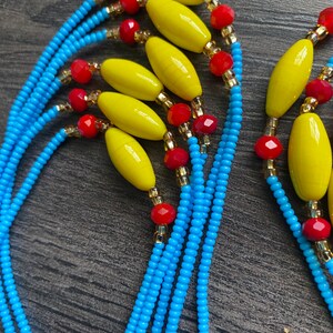 Blue Waist bead- Handmade Tie-On Waist Bead, African Beaded Belly Chain, Body Jewelry for Women, Beaded Body Jewelry, African Body Jewelry