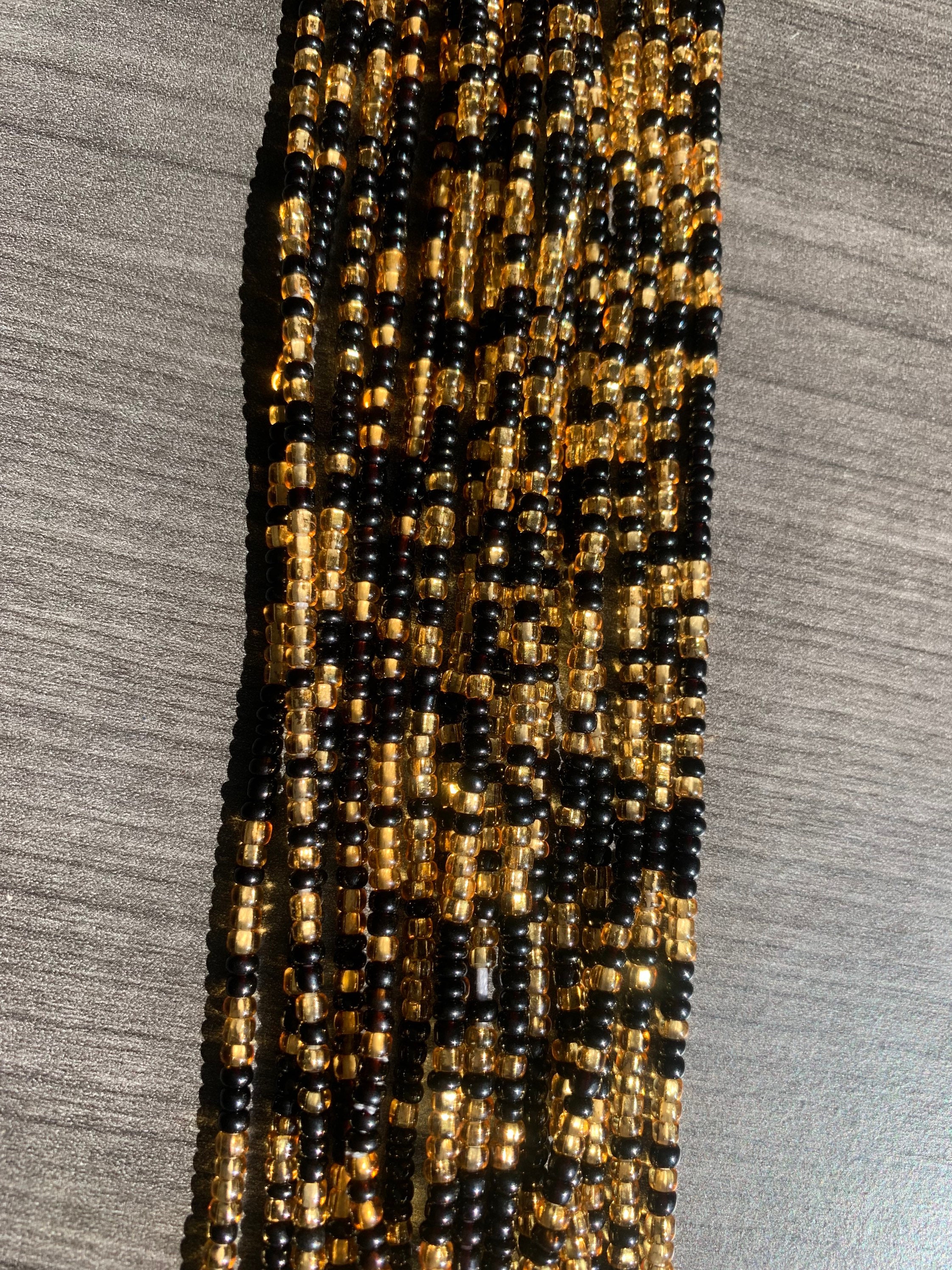 Black & Gold Waist Bead Belly Bead Seed Beads Ghana Waist - Etsy