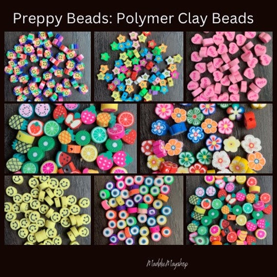 Polymer Clay Beads, Preppy Beads Cute Creative Fruit Flower Animal Colorful  Polymer Clay Beads, Soft Clay Beads, 10mm 