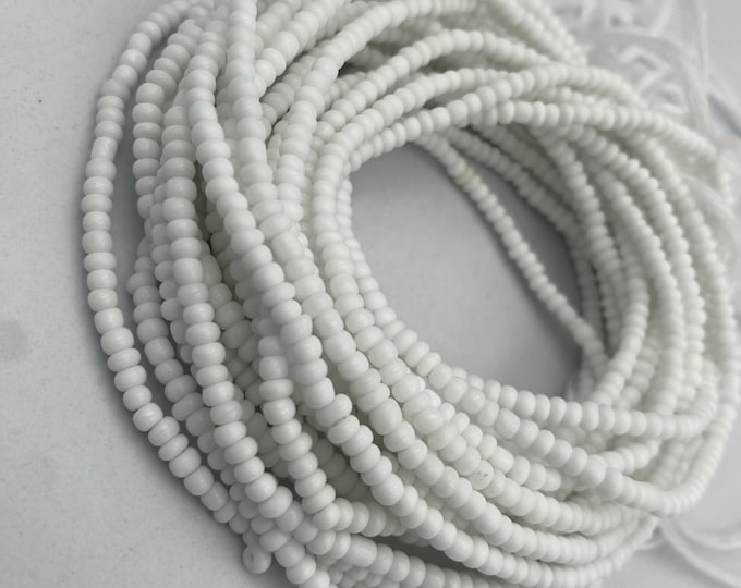 White WaistBeads- Handmade Tie-On Waist Bead, African Beaded Belly Chain, Body Jewelry for Women, Beaded Body Jewelry, Non-Stretch 45” -50”