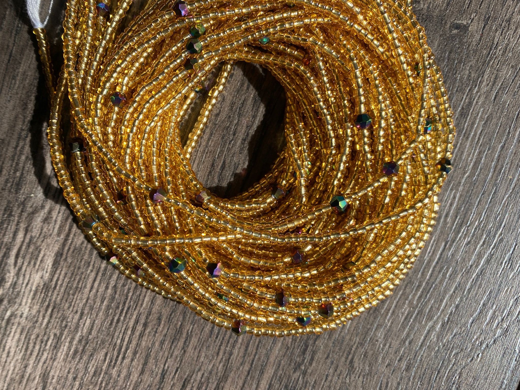 Gold Waist Bead with Crystals, Belly Beads, Seed Beads, Tummy Bead