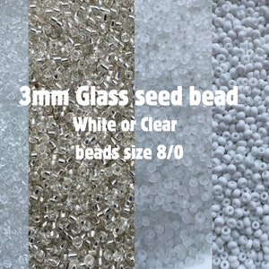 3mm Seed Beads White-Clear Beads, Size 8/0 Jewelry Making Beads, Crafting Supplies, Small Beads, DIY Jewelry, Beading- Silver Beads 450grams