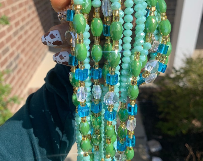 Joan ~Crystal Waist Beads, African WaistBead, Belly Bead, Handmade luxury waistbead, Body Jewelry, Boho, beaded Jewelry, Tie On