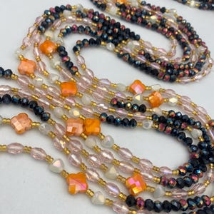Zahara Luxury Waist Beads Tie-On 45-50 Inches | Black Crystal Waist Beads | Waist Bead for weightloss | Body Jewelry | Handmade Adornment