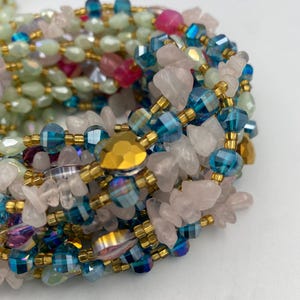 Crystal Waist Beads 45-50 Inches | Gemstone- Waist Beads Mint Green, Rose Quartz | waistBeads for weightloss | 45” image 12