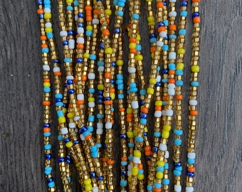 Muli-colored Waist Bead, Waist Bead, Belly Chain, Beaded Body Jewelry, Handmade waist Accessory, Gift for her, African Waist Bead, Tie On