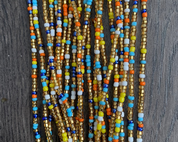 Muli-colored Waist Bead, Waist Bead, Belly Chain, Beaded Body Jewelry, Handmade waist Accessory, Gift for her, African Waist Bead, Tie On