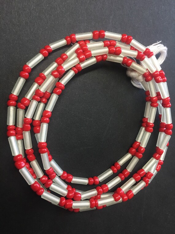 waist tie beads on diy Beads Ghana African Tube Waist  Bead  Seed Beads bead Belly Etsy