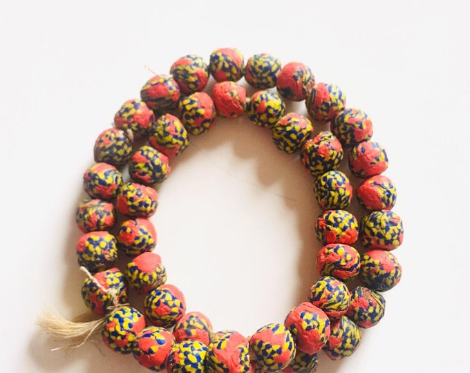 African Multi Colored Bead/Sandcast/Ghana African Glasd Bead/ 40+ beads/Large Hole /Jewelry Making beads/Sand Cast Bead