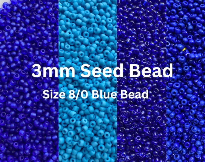 3mm Seed Beads Assorted Blue Beads, Jewelry Making Beads, Crafting Supplies, Small Beads, DIY Jewelry, Beading Supplies-  450grams