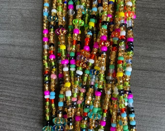 Muli-colored Waist Bead, Waist Bead, Belly Chain, Beaded Body Jewelry, Handmade waist Accessory, Gift for her, African Waist Bead, Tie On