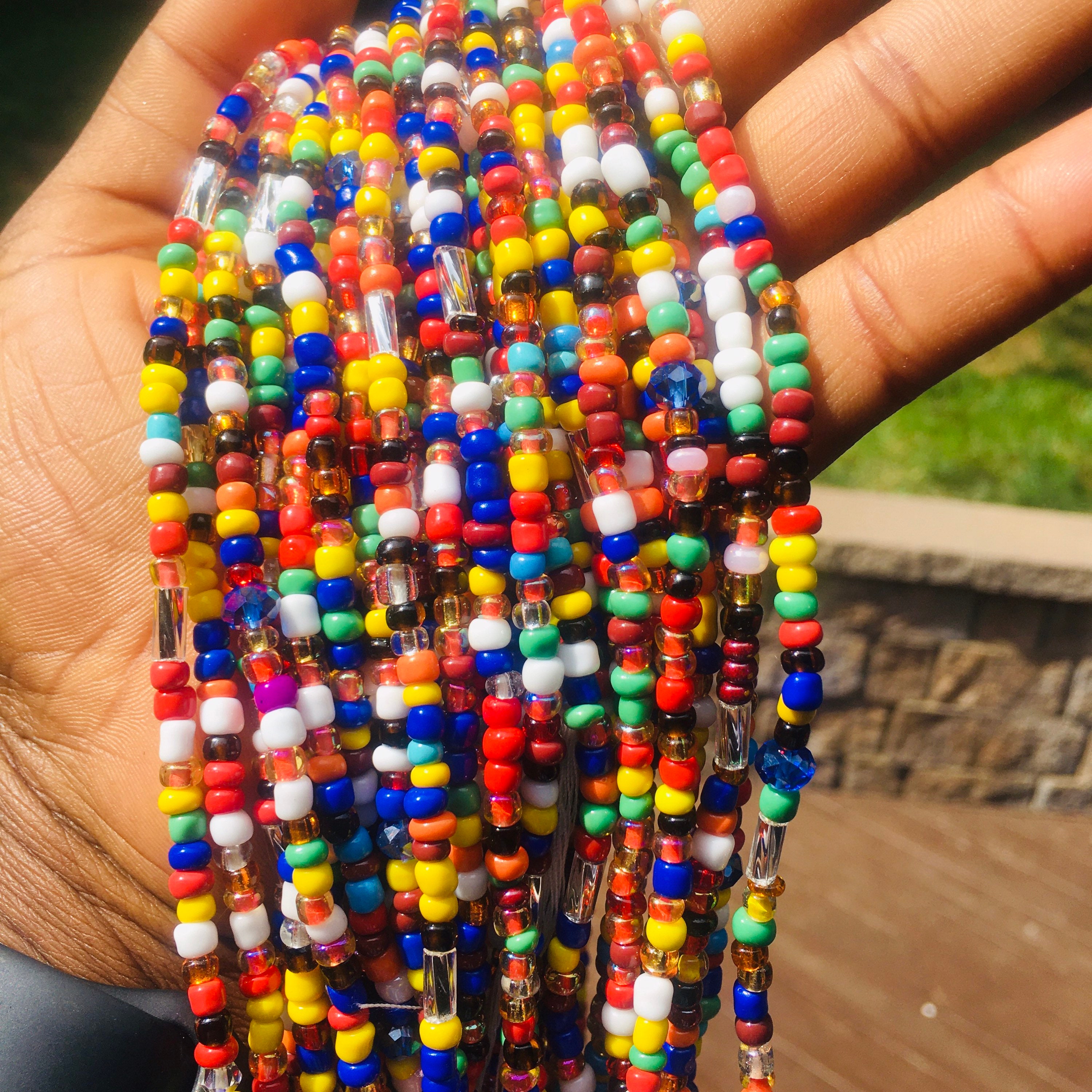 MultiColored Waist Bead, Belly Bead, Seed Beads, Ghana Waist Bead