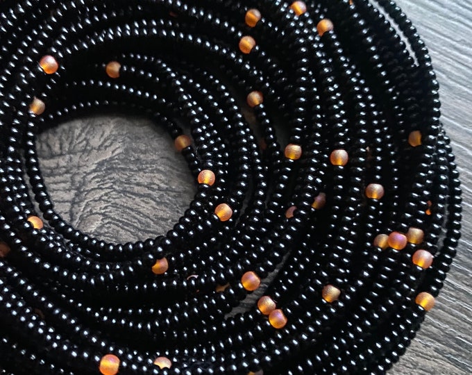 Black Waist bead-Handmade Tie-On Waist Bead, African Beaded Belly Chain, Body Jewelry for Women, Beaded Body Jewelry, African Body Jewelry