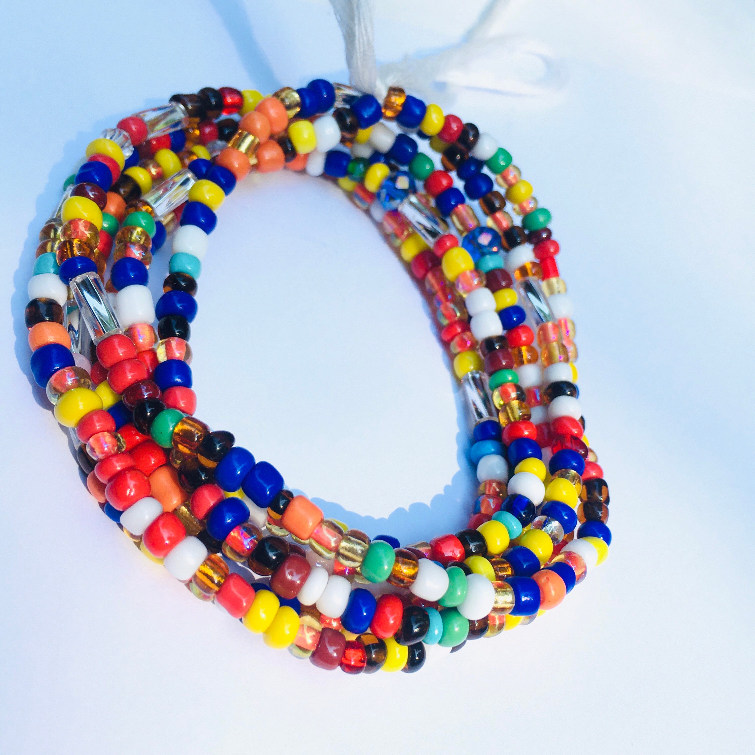 MultiColored Waist Bead, Belly Bead, Seed Beads, Ghana Waist Bead