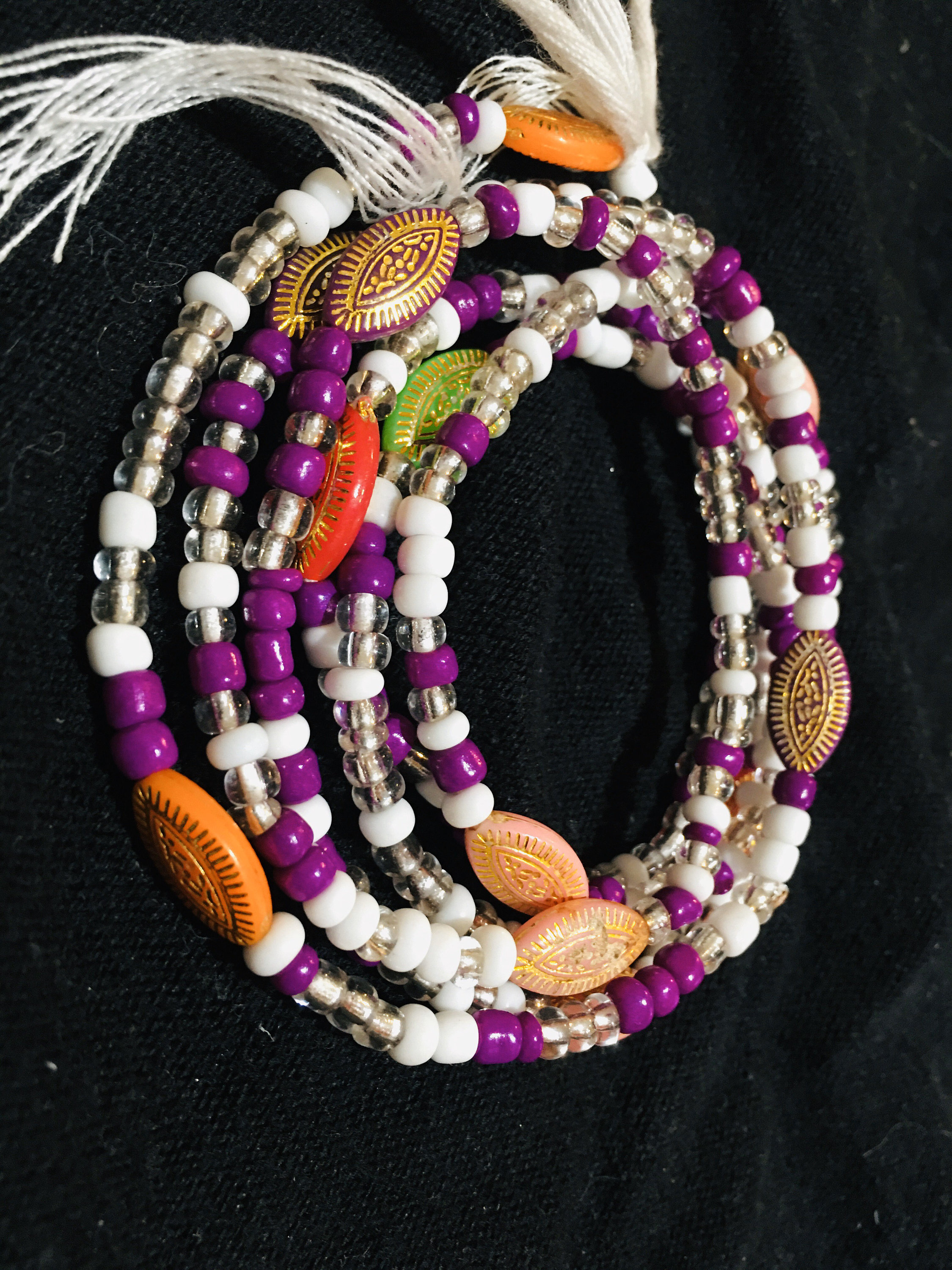 MultiColored Waist Bead, Belly Bead, Seed Beads, Ghana Waist Bead