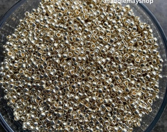 3mm Toho Beads- Permanent Finish, Gold Glass beads non-fade  (Toho PF558) Sizes 8/0- Silver