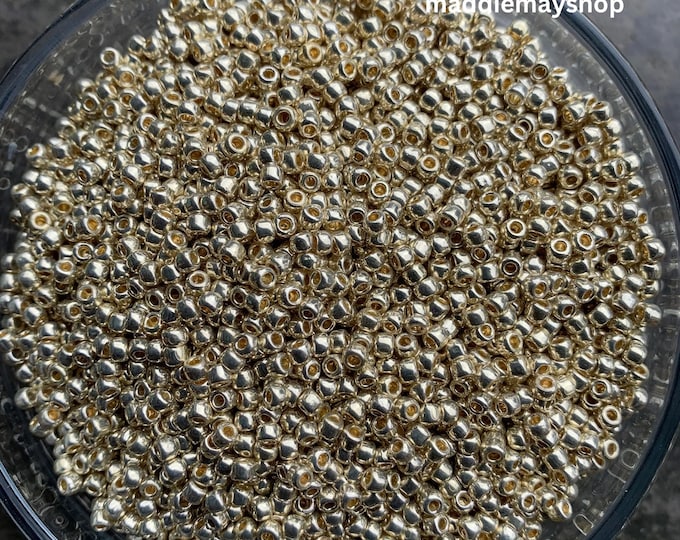 3mm Toho Beads- Permanent Finish, Gold Glass beads non-fade  (Toho PF558) Sizes 8/0- Silver