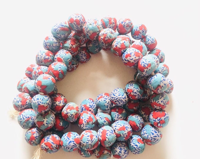 African Multi Colored Bead/Sandcast/Ghana African Glasd Bead/ 40+ beads/Large Hole /Jewelry Making beads/Sand Cast Bead
