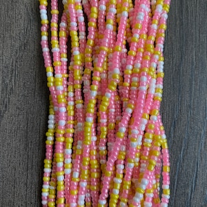 Pink Waist Bead, Waist Bead, Belly Chain, Beaded Body Jewelry, Handmade waist Accessory, Gift for her, African Waist Bead, Tie On