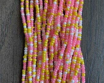 Pink Waist Bead, Waist Bead, Belly Chain, Beaded Body Jewelry, Handmade waist Accessory, Gift for her, African Waist Bead, Tie On